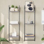 Wandschappen 3-laags met stangen 2 st 30x25x100 cm grijs sonoma Wandschappen 3-laags met stangen 2 st 30x25x100 cm grijs sonoma