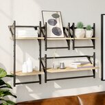 4-delige Wandschappenset met stangen bewerkt hout sonoma eiken 4-delige Wandschappenset met stangen bewerkt hout sonoma eiken