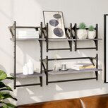 4-delige Wandschappenset met stangen bewerkt hout grijs sonoma 4-delige Wandschappenset met stangen bewerkt hout grijs sonoma