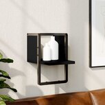 Wandschap met stang 20x25x30 cm zwart Wandschap met stang 20x25x30 cm zwart