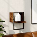 Wandschap met stang 20x25x30 cm gerookt eikenkleurig Wandschap met stang 20x25x30 cm gerookt eikenkleurig