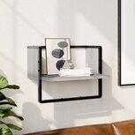 Wandschap met stang 40x25x30 cm grijs sonoma eikenkleurig Wandschap met stang 40x25x30 cm grijs sonoma eikenkleurig