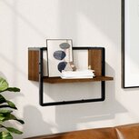 Wandschap met stang 40x25x30 cm bruin eikenkleur Wandschap met stang 40x25x30 cm bruin eikenkleur