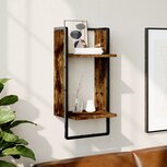 Wandschap met stang 30x25x65 cm gerookt eikenkleurig Wandschap met stang 30x25x65 cm gerookt eikenkleurig