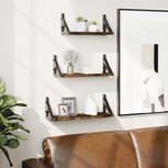 3-delige Wandschappenset bewerkt hout gerookt eikenkleurig 3-delige Wandschappenset bewerkt hout gerookt eikenkleurig