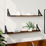 Wandschappen 2 st 80x15x15,5 cm bewerkt hout gerookt eiken Wandschappen 2 st 80x15x15,5 cm bewerkt hout gerookt eiken