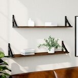 Wandschappen 2 st 80x15x15,5 cm bewerkt hout bruin eikenkleur Wandschappen 2 st 80x15x15,5 cm bewerkt hout bruin eikenkleur
