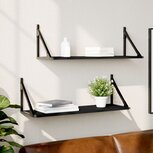 Wandschappen 2 st 80x25x25,5 cm bewerkt hout zwart Wandschappen 2 st 80x25x25,5 cm bewerkt hout zwart