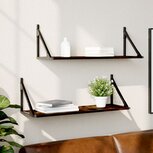 Wandschappen 2 st 80x25x25,5 cm bewerkt hout gerookt eikenkleur Wandschappen 2 st 80x25x25,5 cm bewerkt hout gerookt eikenkleur