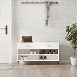Schoenenbank 102x35x55 cm bewerkt hout wit Schoenenbank 102x35x55 cm bewerkt hout wit