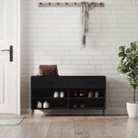 Schoenenbank 102x35x55 cm bewerkt hout zwart Schoenenbank 102x35x55 cm bewerkt hout zwart