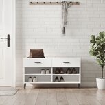 Schoenenbank 102x35x55 cm bewerkt hout hoogglans wit Schoenenbank 102x35x55 cm bewerkt hout hoogglans wit