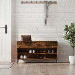 Schoenenbank 102x35x55 cm bewerkt hout gerookt eikenkleurig Schoenenbank 102x35x55 cm bewerkt hout gerookt eikenkleurig