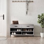 Schoenenbank 102x35x55 cm bewerkt hout grijs sonoma eikenkleur Schoenenbank 102x35x55 cm bewerkt hout grijs sonoma eikenkleur