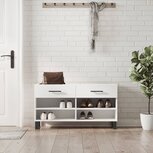 Schoenenbank 102x35x55 cm bewerkt hout wit Schoenenbank 102x35x55 cm bewerkt hout wit