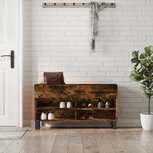 Schoenenbank 102x35x55 cm bewerkt hout gerookt eikenkleurig Schoenenbank 102x35x55 cm bewerkt hout gerookt eikenkleurig