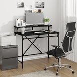 Bureau 100x50x90 cm bewerkt hout en ijzer zwart Bureau 100x50x90 cm bewerkt hout en ijzer zwart