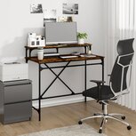 Bureau 100x50x90 cm bewerkt hout en ijzer gerookt eikenkleurig Bureau 100x50x90 cm bewerkt hout en ijzer gerookt eikenkleurig