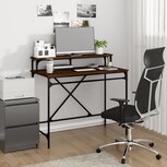 Bureau 100x50x90 cm bewerkt hout en ijzer bruin eikenkleur Bureau 100x50x90 cm bewerkt hout en ijzer bruin eikenkleur