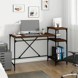 Bureau met schappen 135x50x90 bewerkt hout en ijzer bruineiken Bureau met schappen 135x50x90 bewerkt hout en ijzer bruineiken