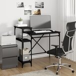 Bureau met schappen 105x50x90 cm bewerkt hout en ijzer zwart Bureau met schappen 105x50x90 cm bewerkt hout en ijzer zwart