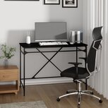 Bureau 100x50x75 cm bewerkt hout en ijzer zwart Bureau 100x50x75 cm bewerkt hout en ijzer zwart