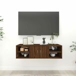 Wandschap 102x30x29 cm bewerkt hout bruin eikenkleur Wandschap 102x30x29 cm bewerkt hout bruin eikenkleur
