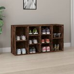 Schoenenbank 103x30x54,5 cm bewerkt hout gerookt eikenkleurig Schoenenbank 103x30x54,5 cm bewerkt hout gerookt eikenkleurig