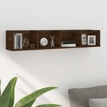 Wandschap CD 100x18x18 cm bewerkt hout bruin eikenkleur Wandschap CD 100x18x18 cm bewerkt hout bruin eikenkleur