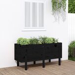 Plantenbak verhoogd 121x50x57 cm massief grenenhout zwart Plantenbak verhoogd 121x50x57 cm massief grenenhout zwart