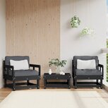 Tuinstoelen 2 st met kussens massief grenenhout zwart Tuinstoelen 2 st met kussens massief grenenhout zwart