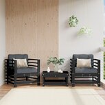 Tuinstoelen 2 st met kussens massief grenenhout zwart Tuinstoelen 2 st met kussens massief grenenhout zwart