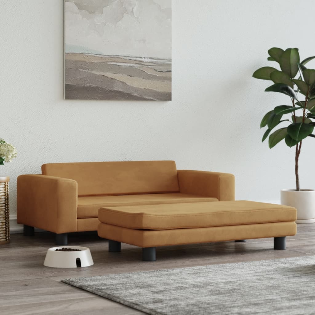 vidaxl Hondenmand met verlengstuk 100x50x30 cm fluweel bruin