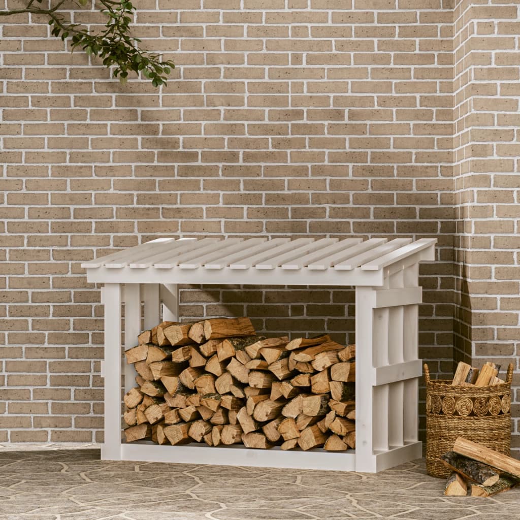 VidaXL Haardhoutrek 108x64,5x77 cm massief grenenhout wit