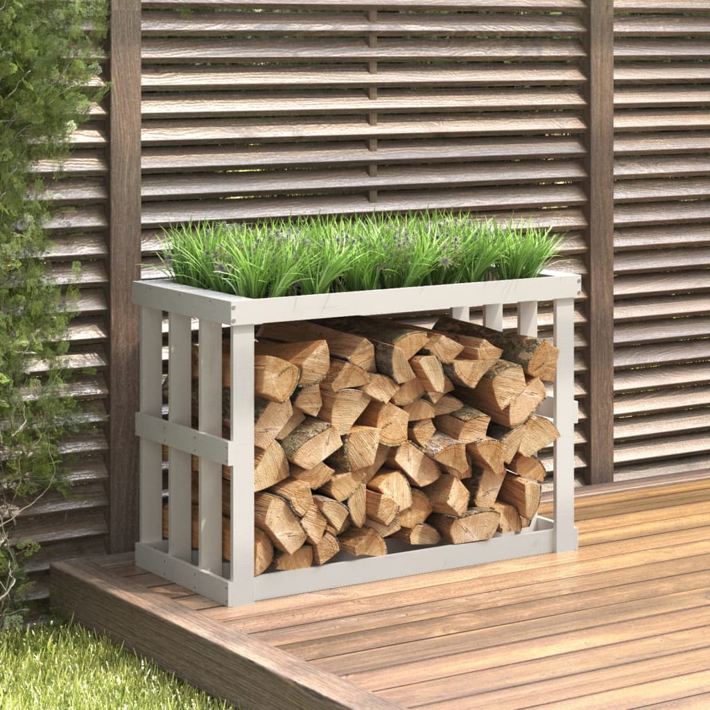 VidaXL Houtblokhouder 108x52x74 cm massief grenenhout wit