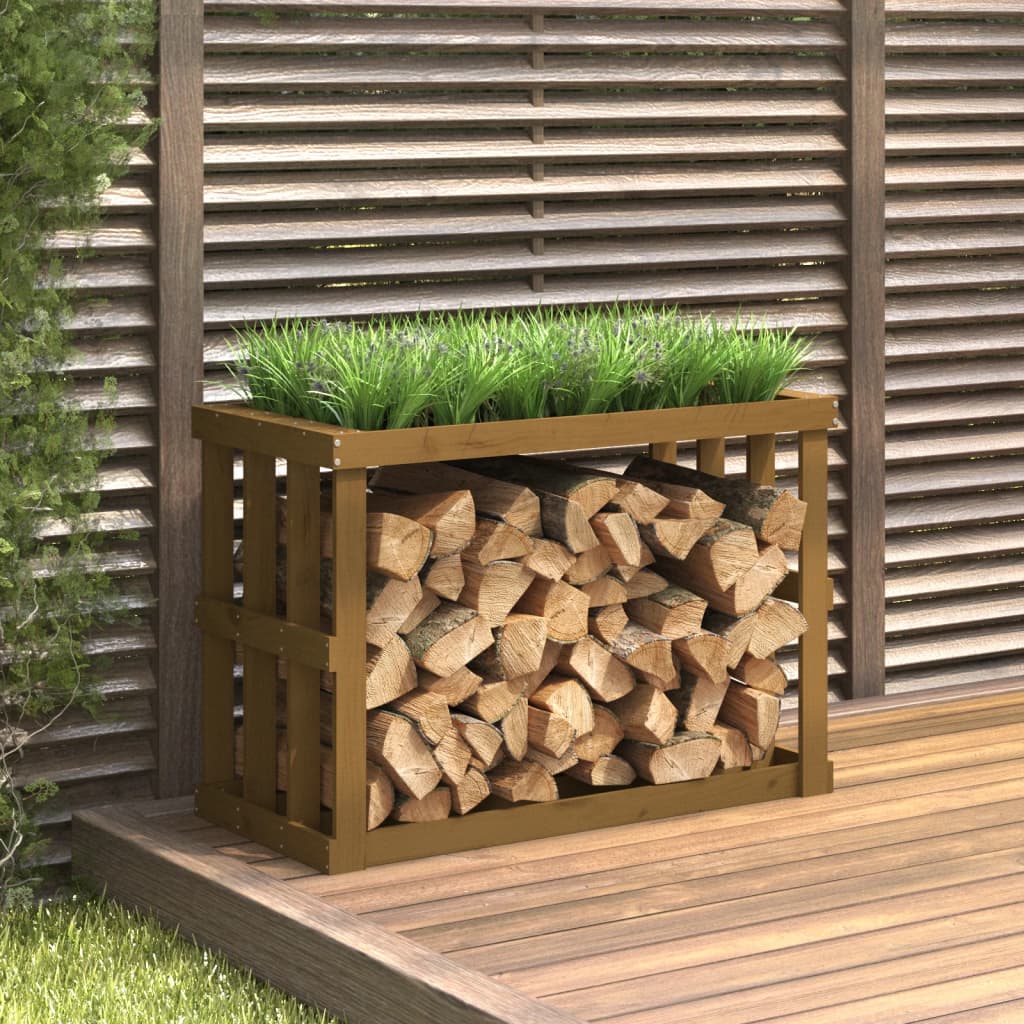 VidaXL Houtblokhouder 108x52x74 cm massief grenenhout honingbruin