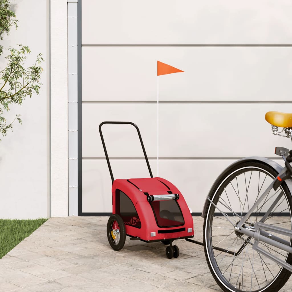VidaXL Hondenfietstrailer oxford stof en ijzer rood