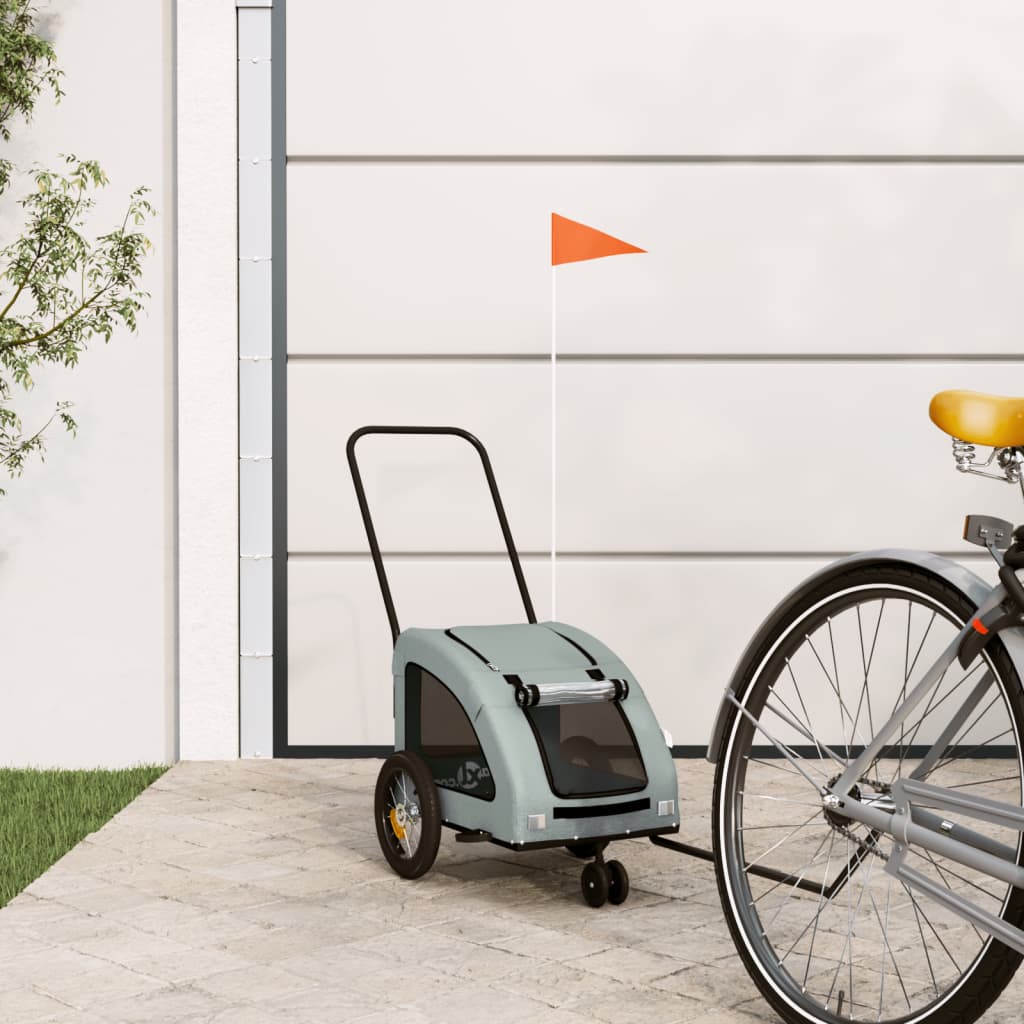 VidaXL Hondenfietstrailer oxford stof en ijzer grijs