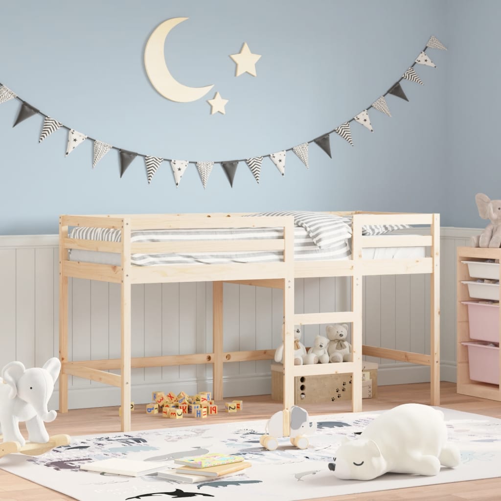 VidaXL Kinderhoogslaper met ladder 90x200 cm massief grenenhout