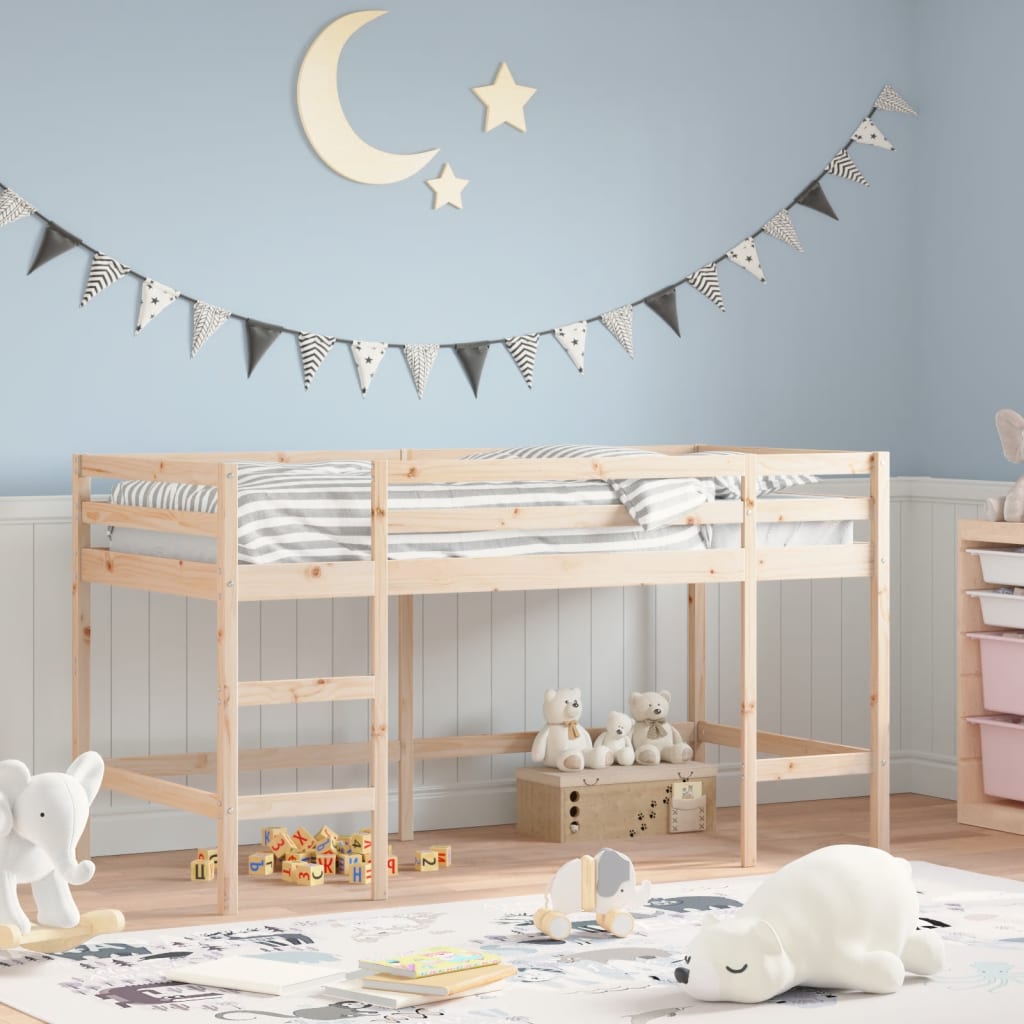 VidaXL Kinderhoogslaper met ladder 90x200 cm massief grenenhout