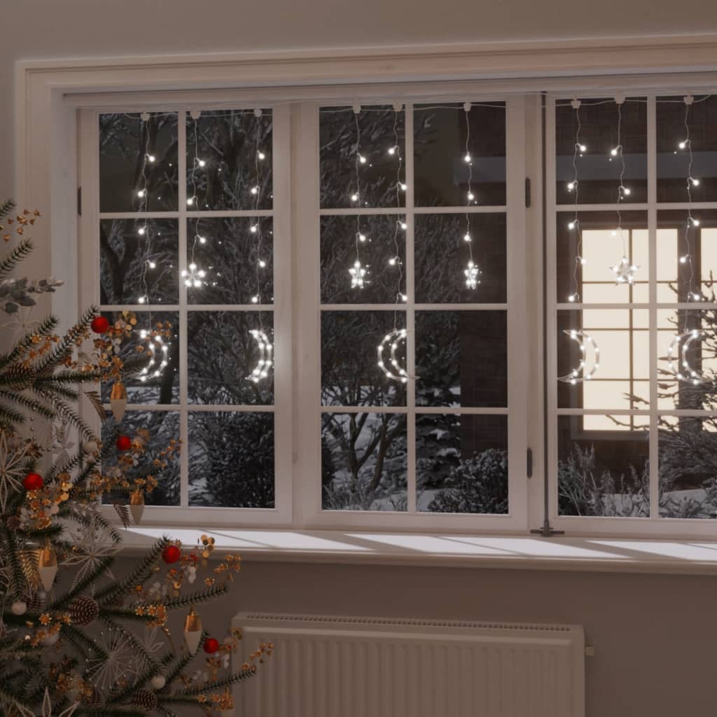 VidaXL Lichtslinger ster en maan afstandsbediening 138 LED's koudwit