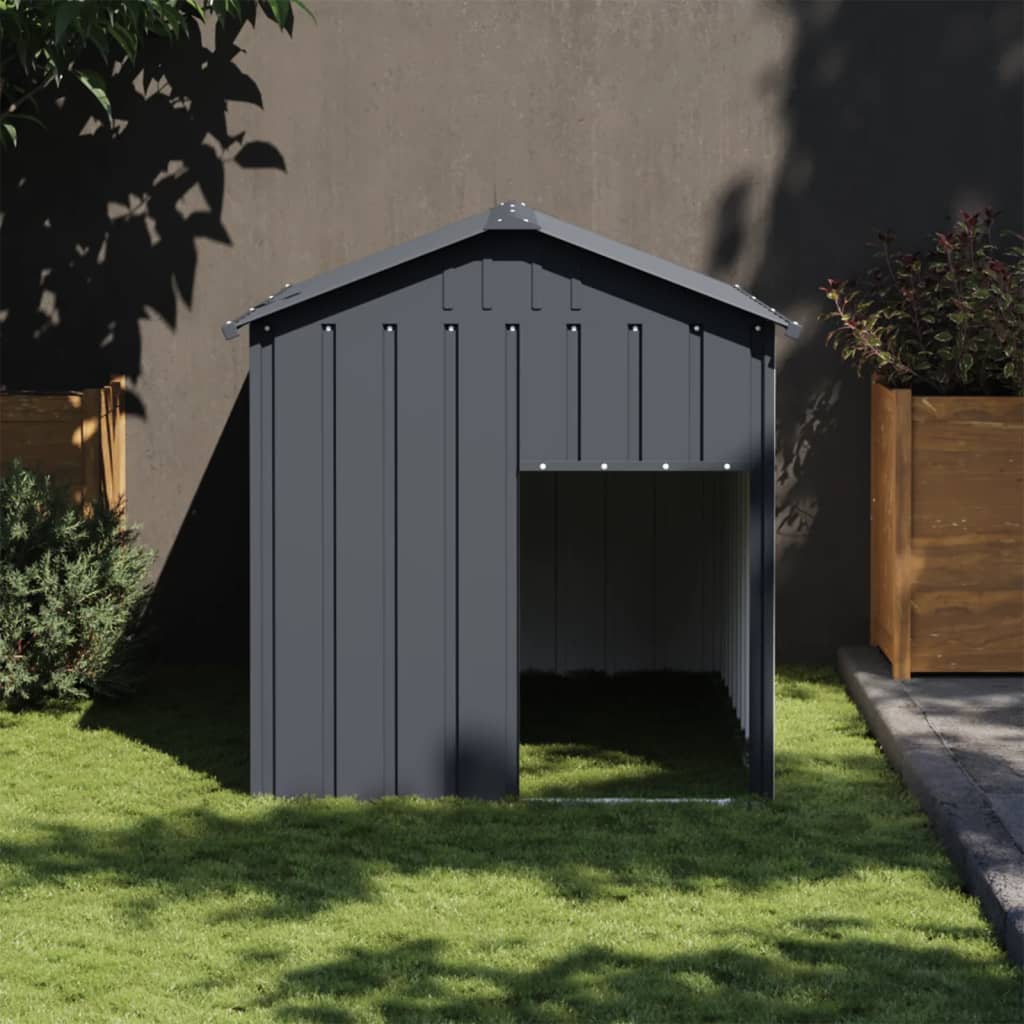 vidaxl Hondenhok met dak 117x153x123 cm gegalvaniseerd staal antraciet