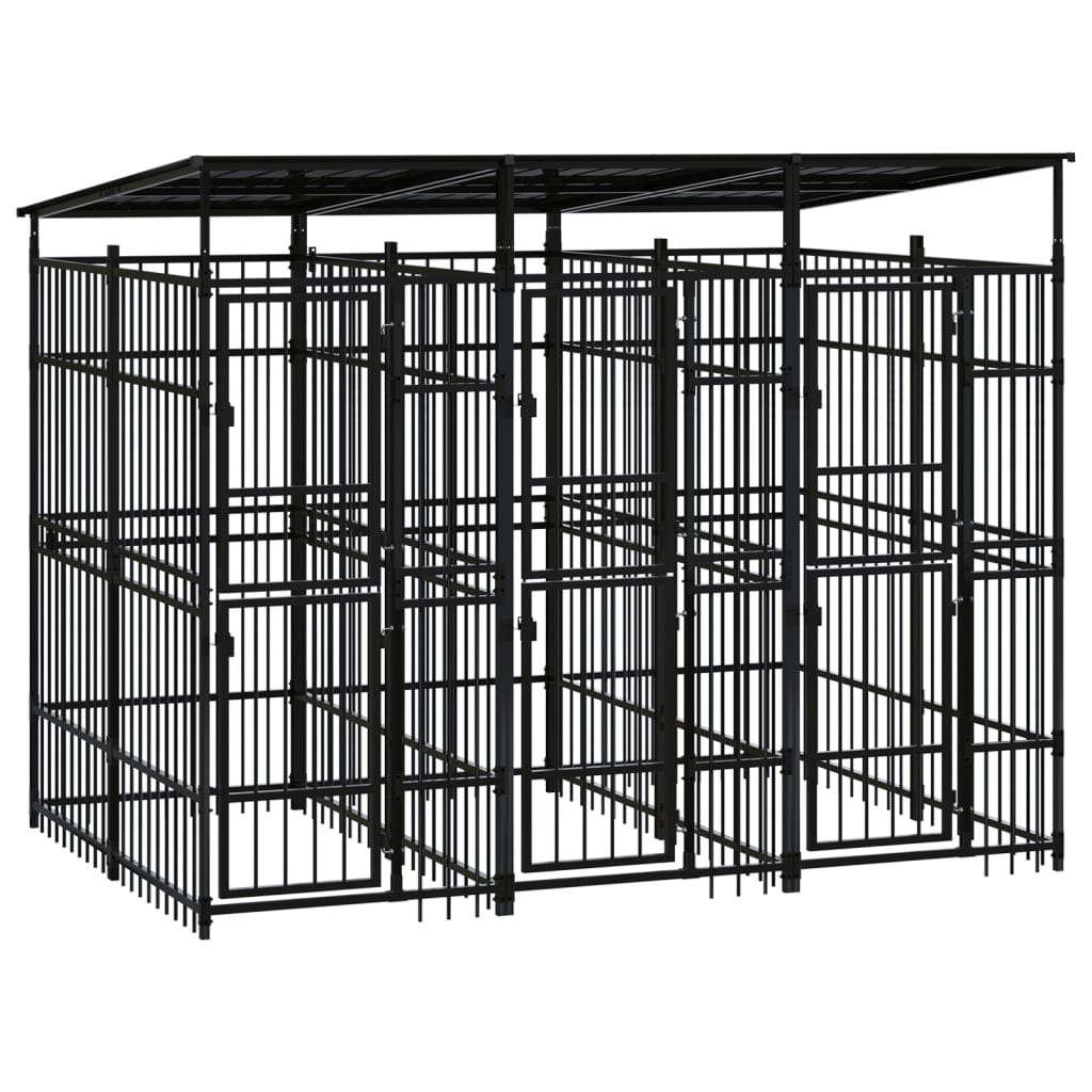 VidaXL Hondenkennel met dak 5,53 m² staal