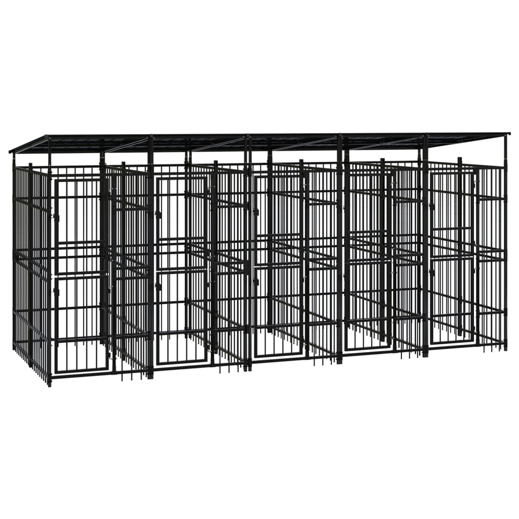 VidaXL Hondenkennel met dak 9,22 m² staal