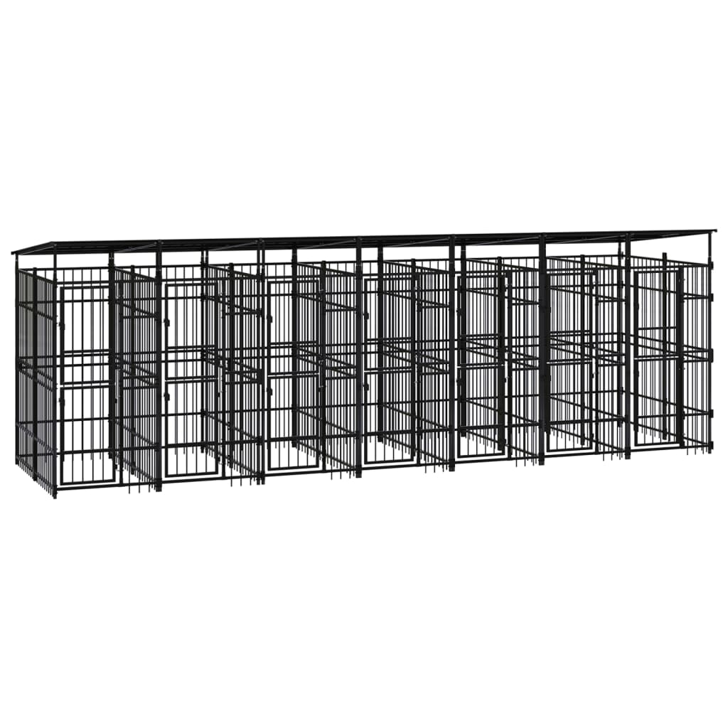 VidaXL Hondenkennel met dak 12,9 m² staal