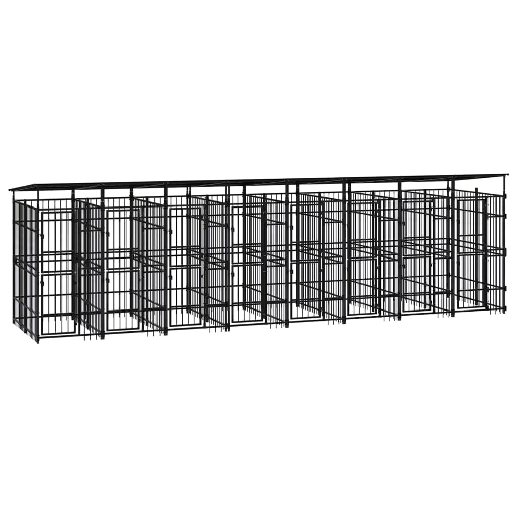 VidaXL Hondenkennel met dak 14,75 m² staal