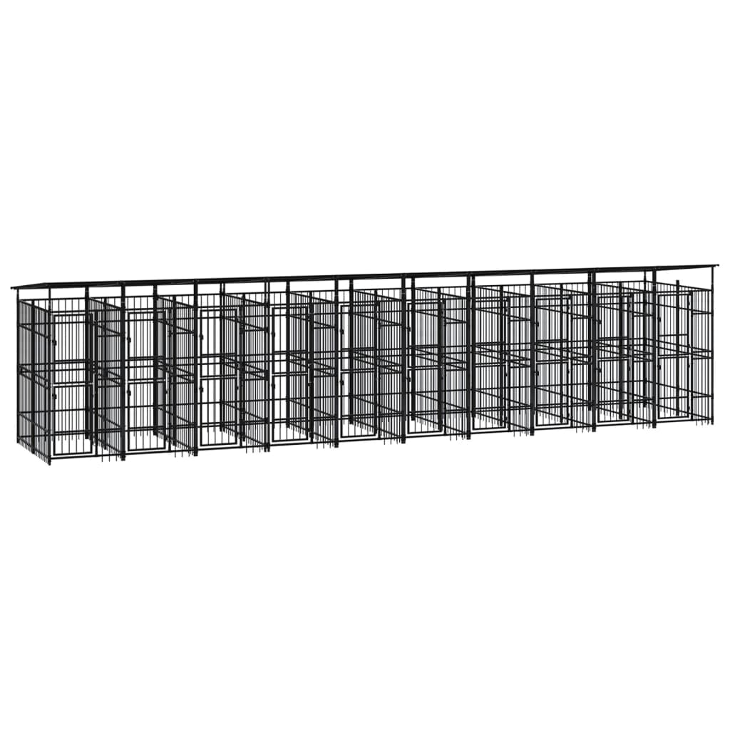 VidaXL Hondenkennel met dak 18,43 m² staal