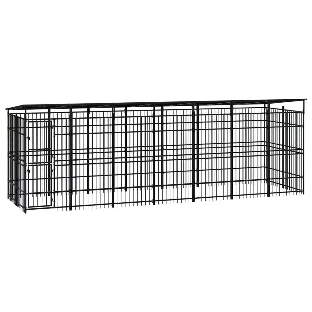 VidaXL Hondenkennel met dak 12,9 m² staal