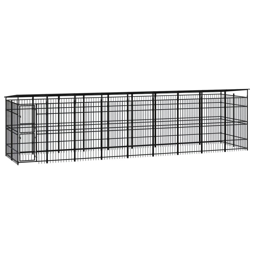 VidaXL Hondenkennel met dak 16,59 m² staal