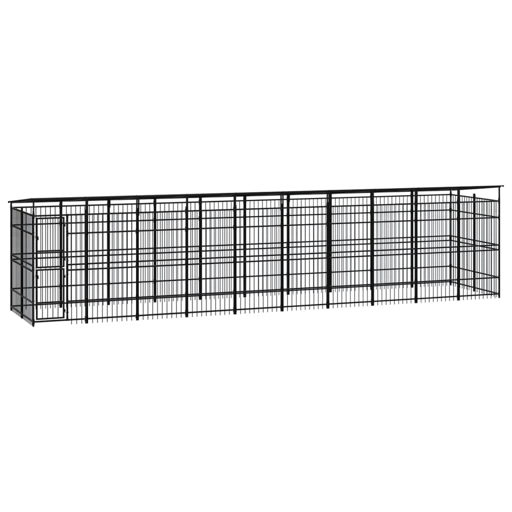 VidaXL Hondenkennel met dak 18,43 m² staal